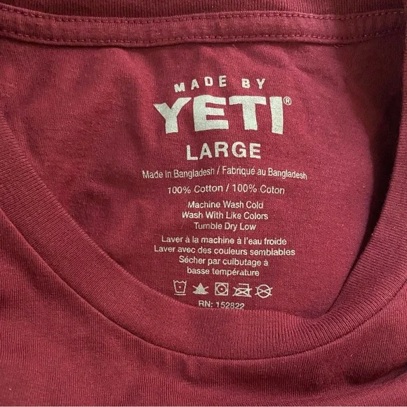 NEW Yeti American Flag T-shirt Burgundy Size Large Casual Outdoor Shirt - Picture 3 of 3